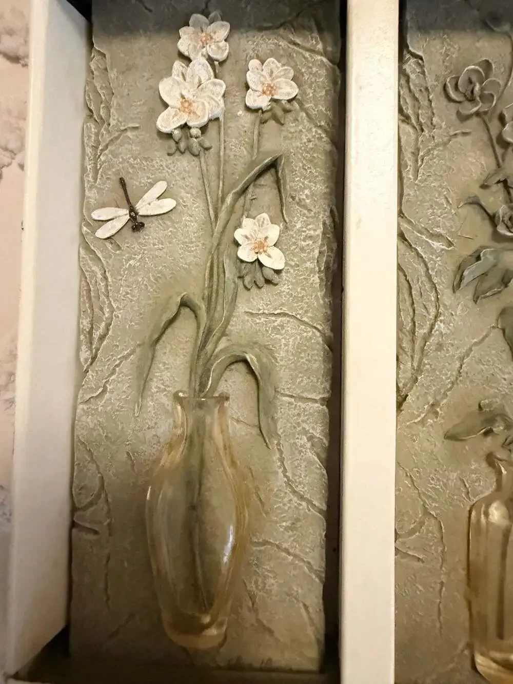 Set of 2 Vintage Cheri Blum Field Flowers 3D Wall Art Plaques